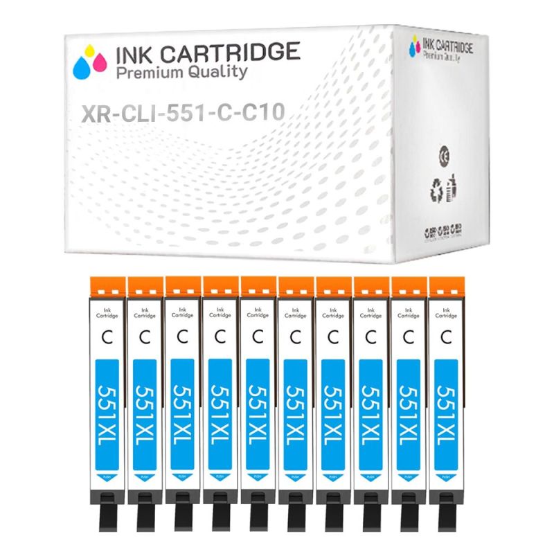 Cartucce Canon CLI551-C 6509B001 Ciano Compatibile KIT 10 Cartucce Canon CLI551-C 6509B001 Ciano Compatibile KIT 10