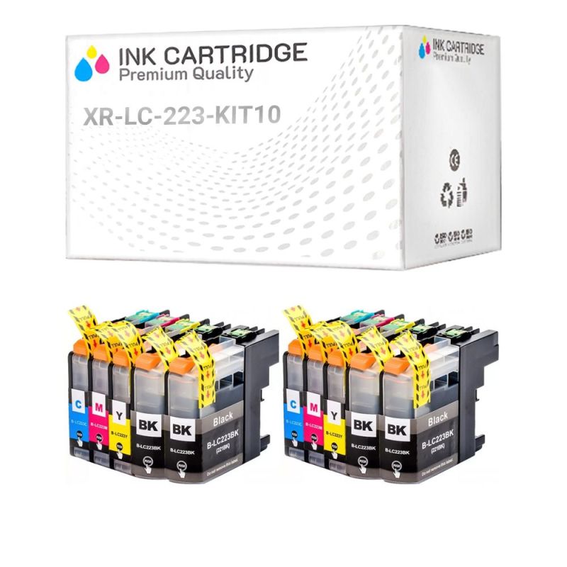 10 Cartucce Brother LC223 LC-223 Nero + Colore Compatibili KIT 10 10 Cartucce Brother LC223 LC-223 Nero + Colore Compatibili KIT 10