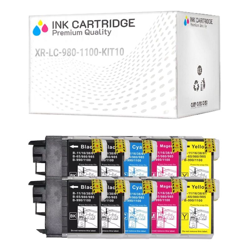 10 Cartucce Brother LC-980 LC-1100 Nero + Colore Compatibili KIT 10 10 Cartucce Brother LC-980 LC-1100 Nero + Colore Compatibili KIT 10