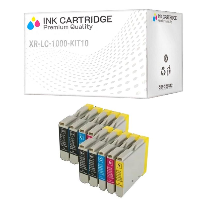 10 Cartucce Brother LC-1000 LC-970 Nero + Colore Compatibili KIT 10 10 Cartucce Brother LC-1000 LC-970 Nero + Colore Compatibili KIT 10